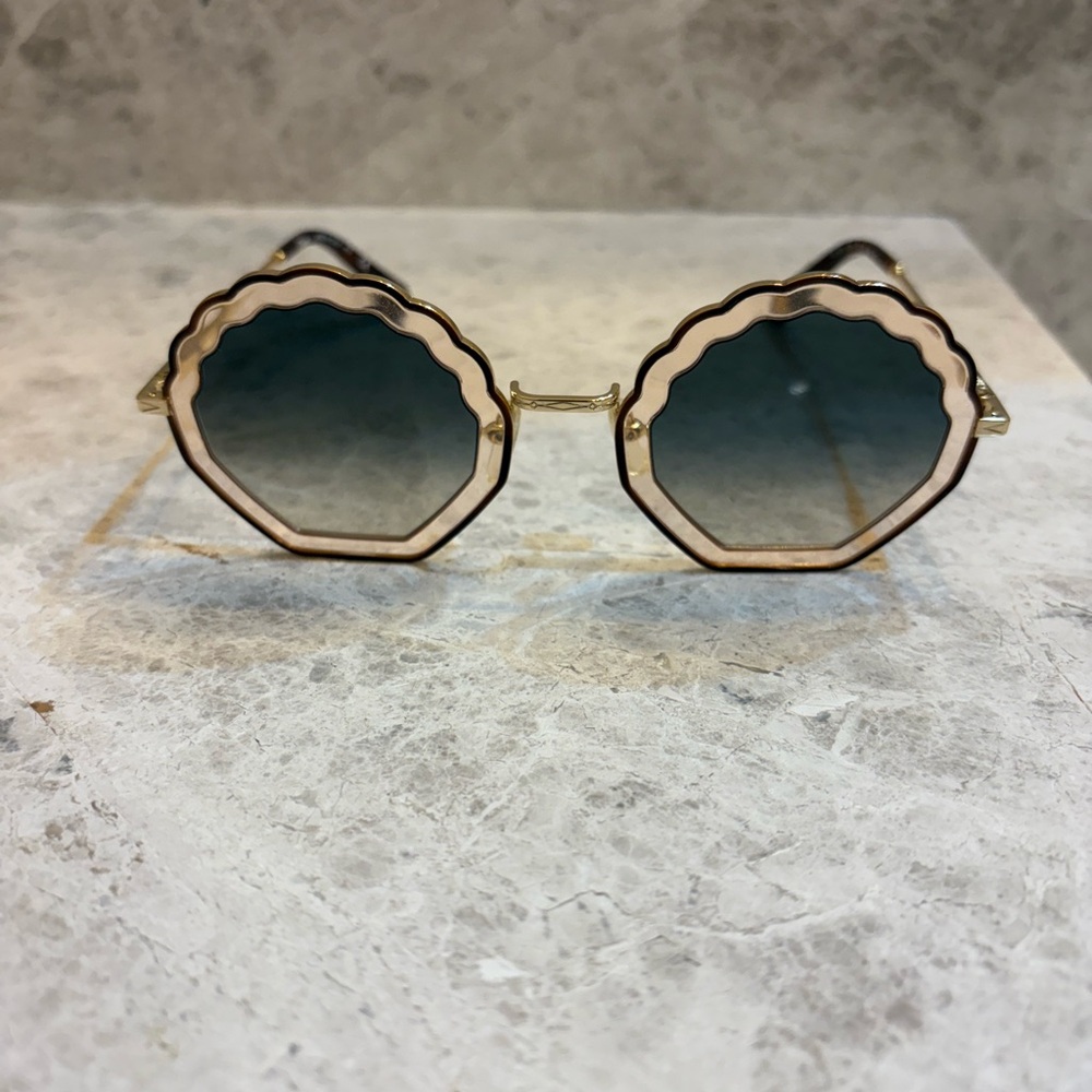 Scalloped Gold and Black Sunglasses